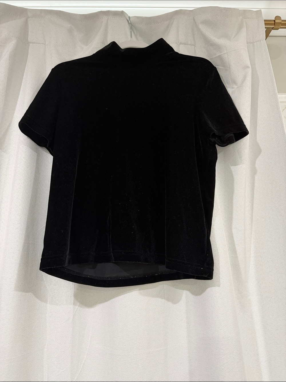 Madewell Black Velvet Short-Sleeve Mock Neck Top